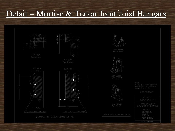 Detail – Mortise & Tenon Joint/Joist Hangars 