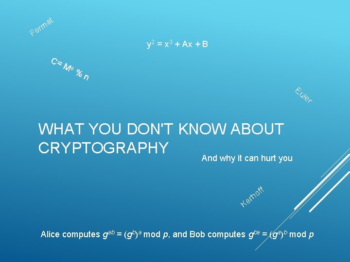 t a m er F y 2 = x 3 + Ax + B