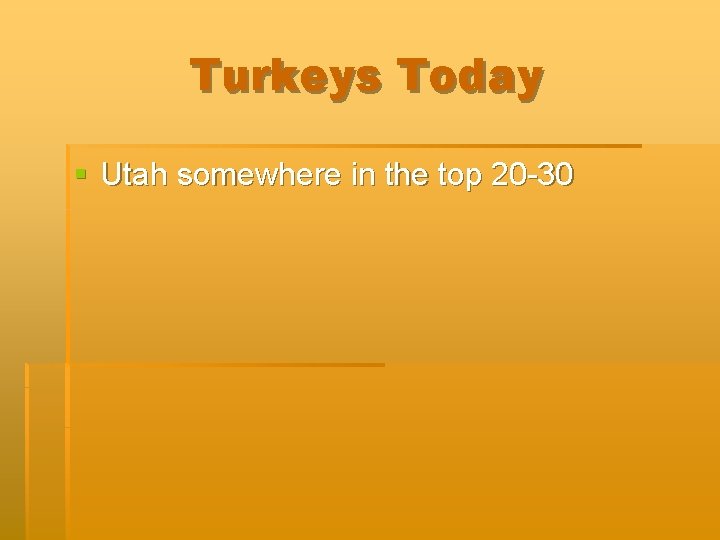 Turkeys Today § Utah somewhere in the top 20 -30 
