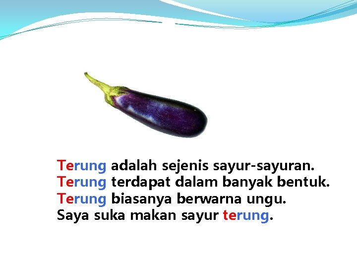 Terung adalah sejenis sayur-sayuran. Terung terdapat dalam banyak bentuk. Terung biasanya berwarna ungu. Saya