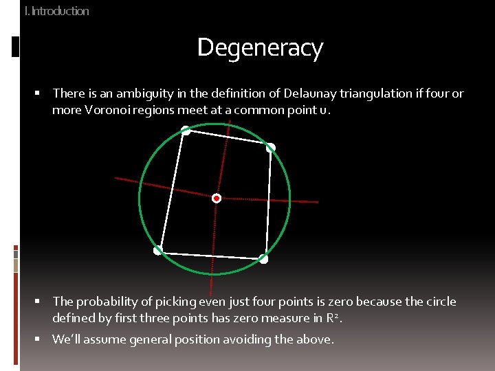 I. Introduction Degeneracy There is an ambiguity in the definition of Delaunay triangulation if