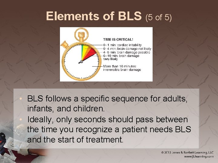 Elements of BLS (5 of 5) • BLS follows a specific sequence for adults,