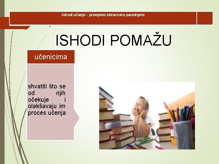 Ishodi učenja – promjena obrazovne paradigme l ISHODI POMAŽU učenicima shvatiti što se od