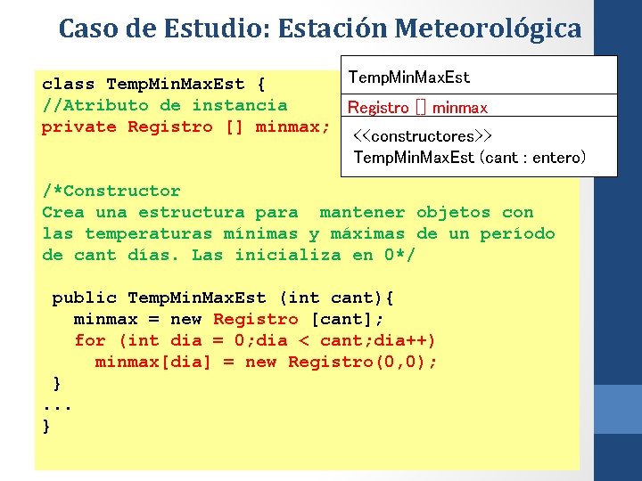 Caso de Estudio: Estación Meteorológica Temp. Min. Max. Est class Temp. Min. Max. Est