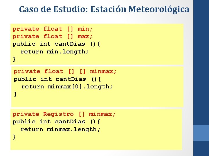 Caso de Estudio: Estación Meteorológica private float [] min; private float [] max; public