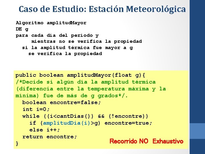 Caso de Estudio: Estación Meteorológica Algoritmo amplitud. Mayor DE g para cada día del