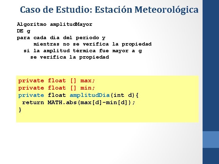 Caso de Estudio: Estación Meteorológica Algoritmo amplitud. Mayor DE g para cada día del