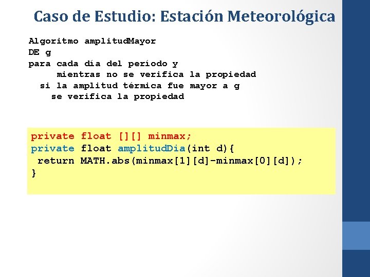 Caso de Estudio: Estación Meteorológica Algoritmo amplitud. Mayor DE g para cada día del