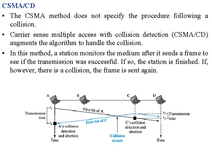 CSMA/CD • The CSMA method does not specify the procedure following a collision. •
