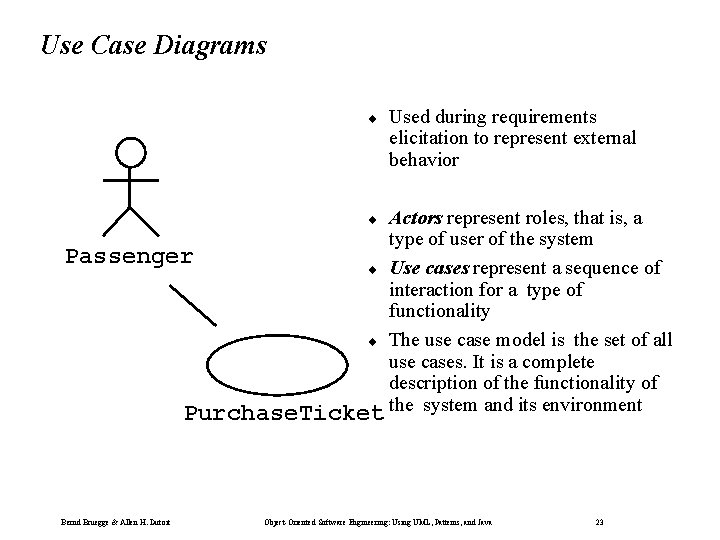 Use Case Diagrams ¨ Used during requirements elicitation to represent external behavior Actors represent