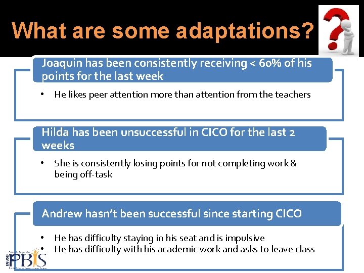 What are some adaptations? Joaquin has been consistently receiving < 60% of his points