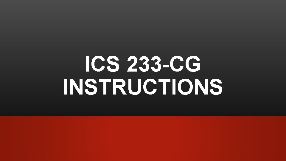 ICS 233 -CG INSTRUCTIONS 