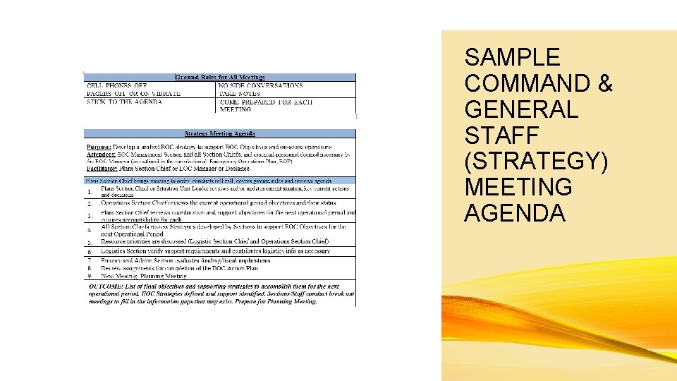 SAMPLE COMMAND & GENERAL STAFF (STRATEGY) MEETING AGENDA 