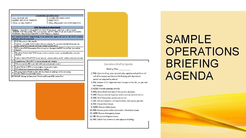 SAMPLE OPERATIONS BRIEFING AGENDA 