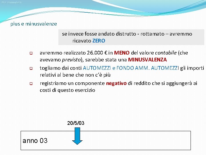 © R. Ramondetti plus e minusvalenze se invece fosse andato distrutto - rottamato –