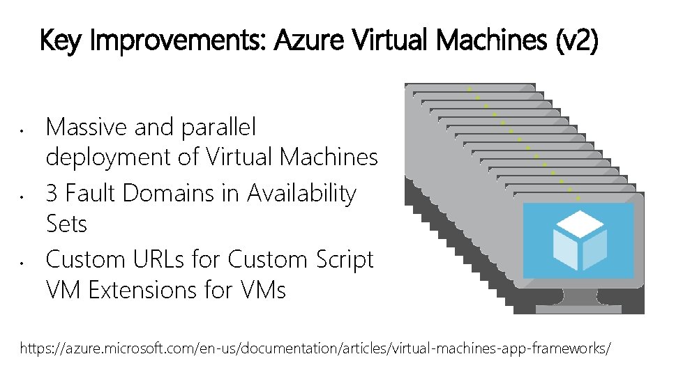 Key Improvements: Azure Virtual Machines (v 2) • • • Massive and parallel deployment Key Improvements: Azure Virtual Machines (v 2) • • • Massive and parallel deployment