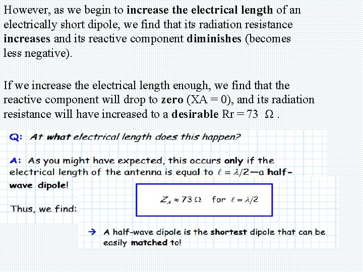 However, as we begin to increase the electrical length of an electrically short dipole,