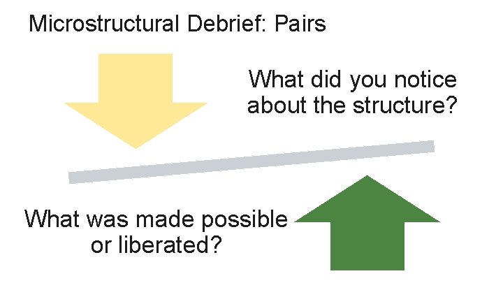 Microstructural Debrief: Pairs What did you notice about the structure? What was made possible