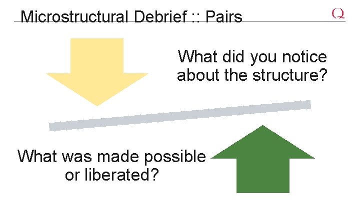 Microstructural Debrief : : Pairs What did you notice about the structure? What was