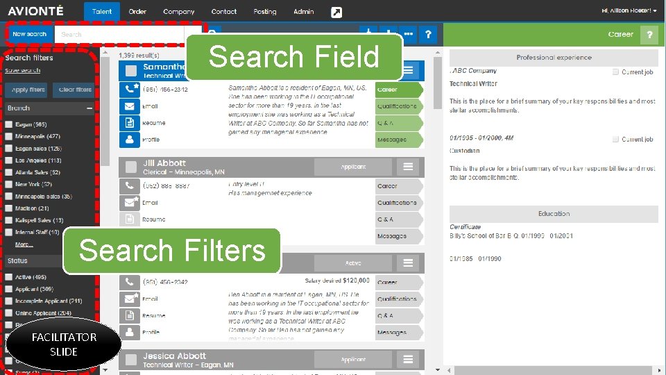 Search Field Search Filters FACILITATOR SLIDE 