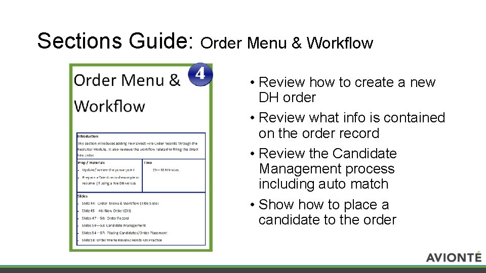 Sections Guide: Order Menu & Workflow • Review how to create a new DH