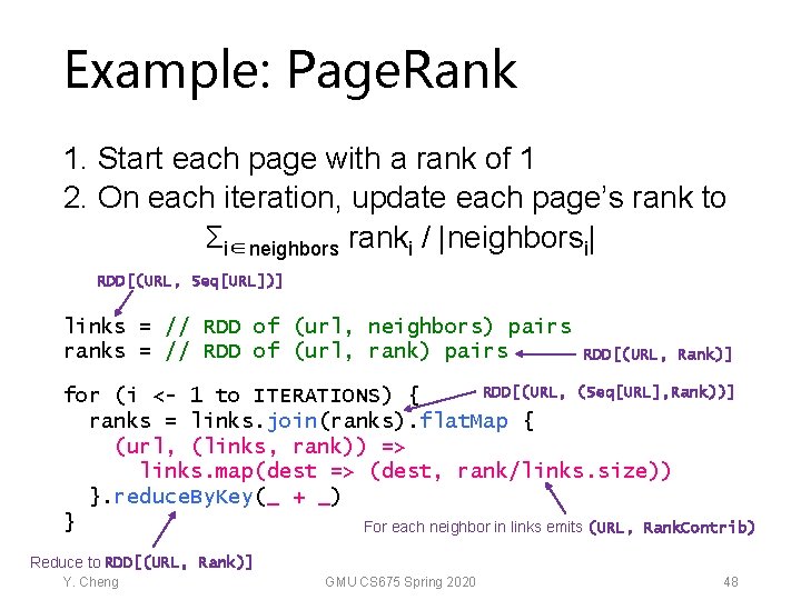Example: Page. Rank 1. Start each page with a rank of 1 2. On