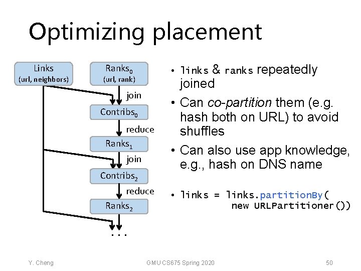 Optimizing placement Links (url, neighbors) Ranks 0 & ranks repeatedly joined • Can co-partition