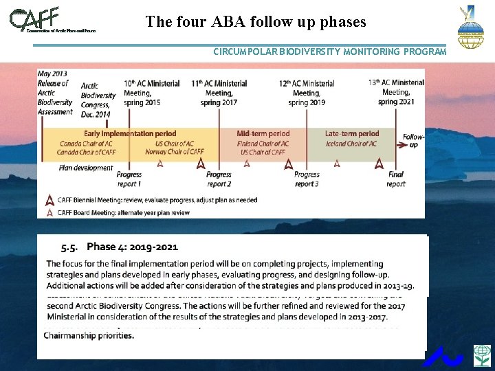 The four ABA follow up phases CIRCUMPOLAR BIODIVERSITY MONITORING PROGRAM 