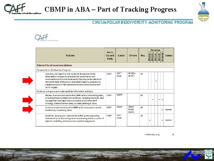 CBMP in ABA – Part of Tracking Progress CIRCUMPOLAR BIODIVERSITY MONITORING PROGRAM Grant Gilchrist