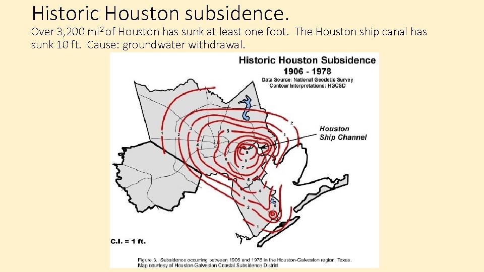 Historic Houston subsidence. Over 3, 200 mi 2 of Houston has sunk at least