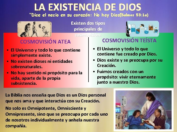 LA EXISTENCIA DE DIOS “Dice el necio en su corazón: No hay Dios”(Salmos 53: