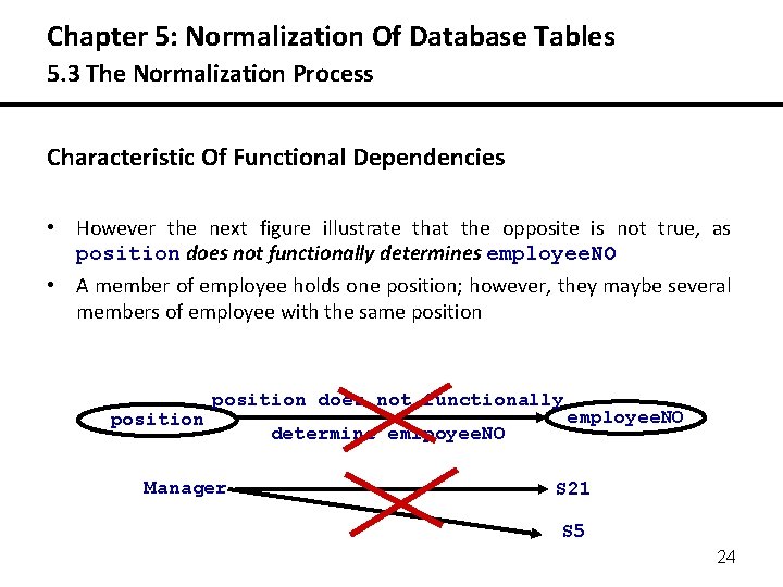 Chapter 5: Normalization Of Database Tables 5. 3 The Normalization Process Characteristic Of Functional