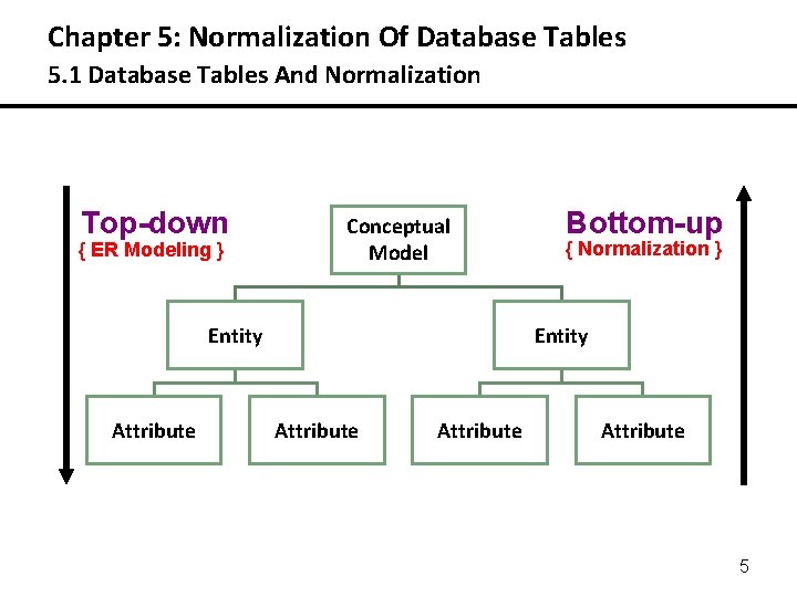 Chapter 5: Normalization Of Database Tables 5. 1 Database Tables And Normalization Top-down {