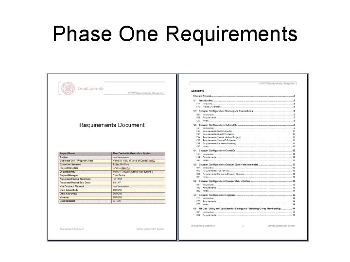 Phase One Requirements 