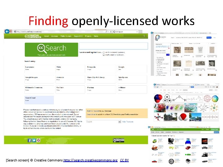 Finding openly-licensed works [Search screen] © Creative Commons http: //search. creativecommons. org CC BY