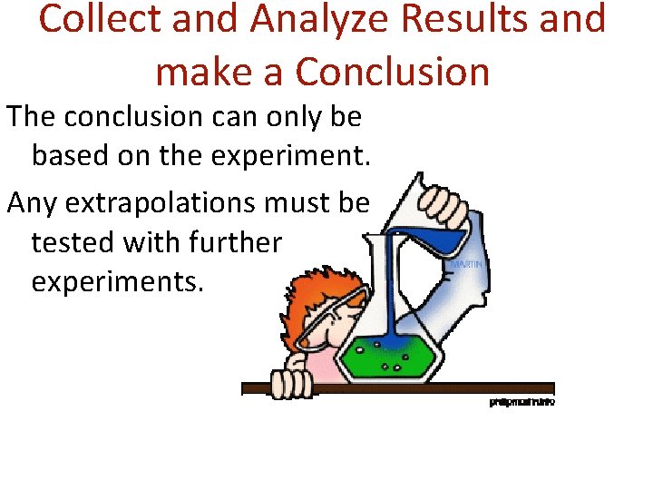 Collect and Analyze Results and make a Conclusion The conclusion can only be based