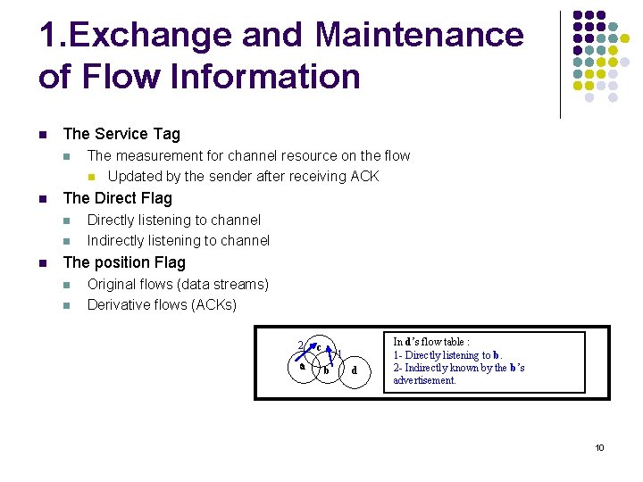 1. Exchange and Maintenance of Flow Information n The Service Tag n n The