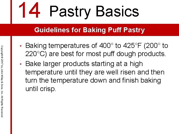 14 Pastry Basics Guidelines for Baking Puff Pastry Copyright © 2017 by John Wiley