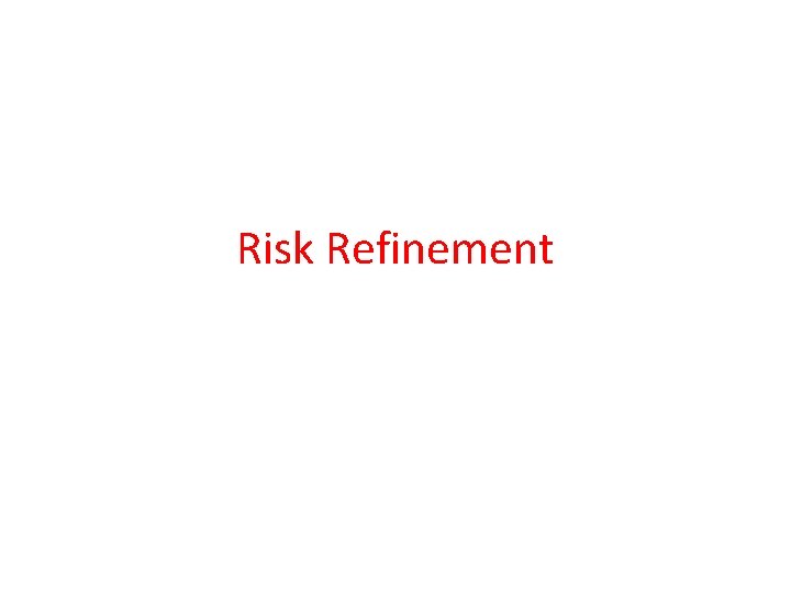Risk Refinement Risk Refinement