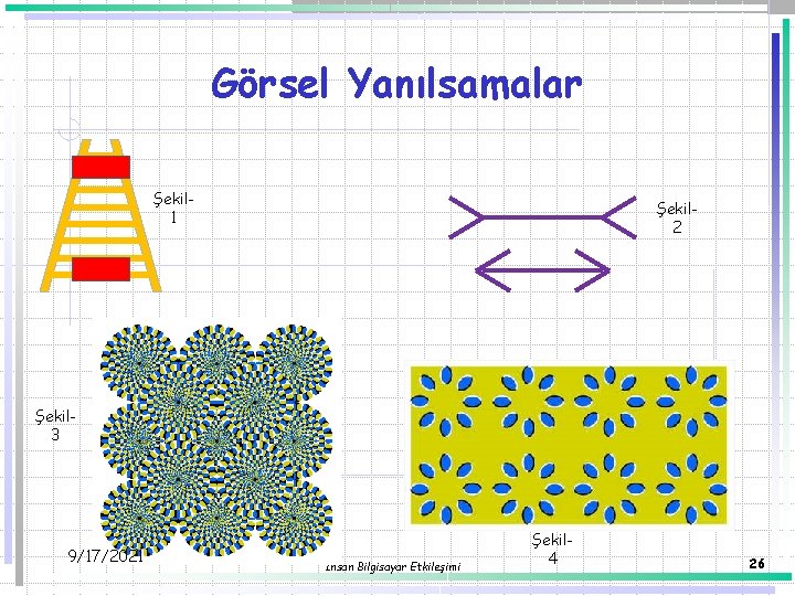 Görsel Yanılsamalar Şekil 1 Şekil 2 Şekil 3 9/17/2021 İnsan Bilgisayar Etkileşimi Şekil 4