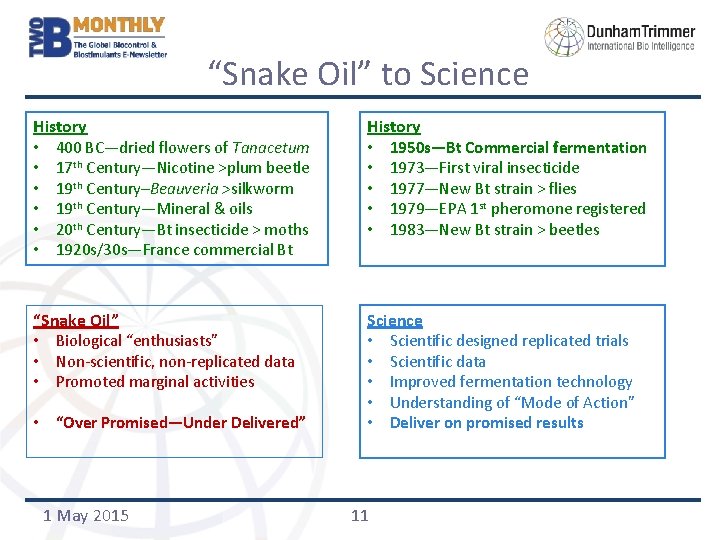 “Snake Oil” to Science History • 400 BC—dried flowers of Tanacetum • 17 th