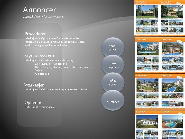 Annoncer 2007 -08: Ansvar for annoncering. Procedurer Udarbejdelse af procedurer for hele forløbet fra