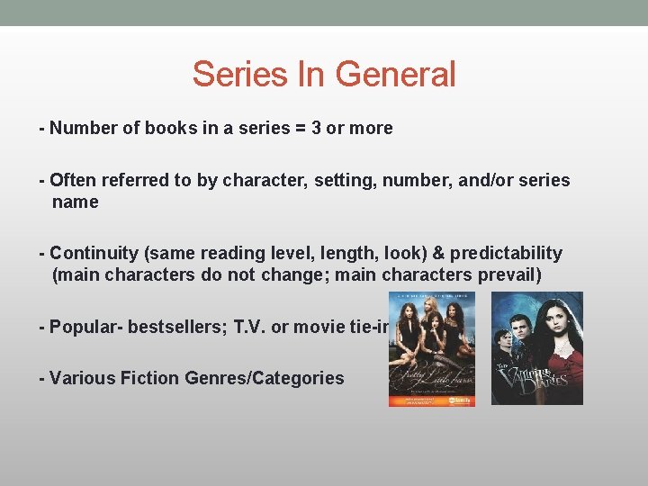 Series In General - Number of books in a series = 3 or more