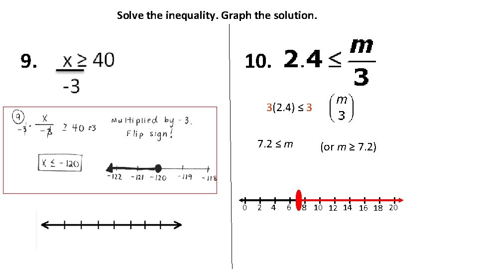 Solve the inequality. Graph the solution. 9. 10. 3(2. 4) ≤ 3 7. 2