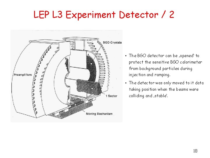 LEP L 3 Experiment Detector / 2 • The BGO detector can be ‚opened‘