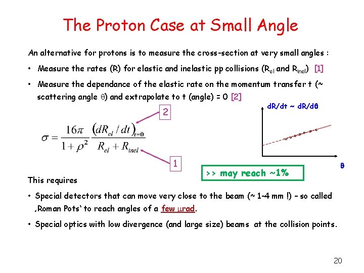 The Proton Case at Small Angle An alternative for protons is to measure the