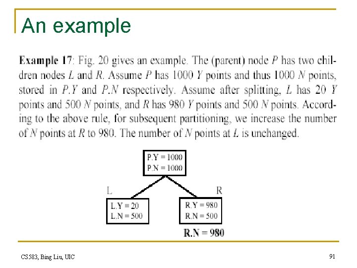 An example CS 583, Bing Liu, UIC 91 An example CS 583, Bing Liu, UIC 91