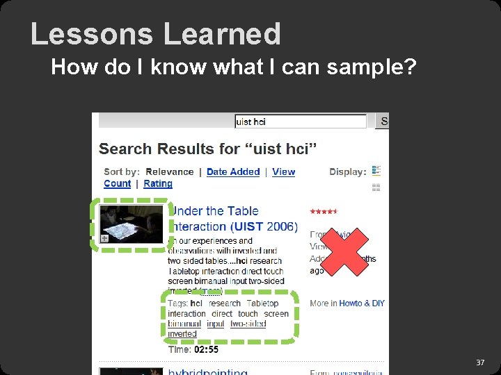 Lessons Learned How do I know what I can sample? 37 