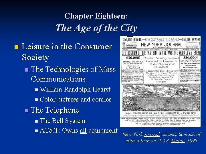 Chapter Eighteen: The Age of the City n Leisure in the Consumer Society n