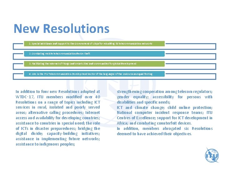 New Resolutions 1. Special assistance and support to the Government of Libya for rebuilding